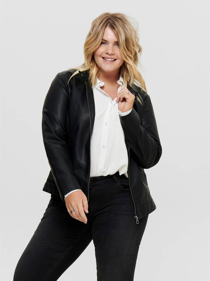 Only Carmakoma Plus Size Damenjacke Robber aus Kunstleder, Schwarz - Damenlederjacken und PU-Jacken - 125708 - 1