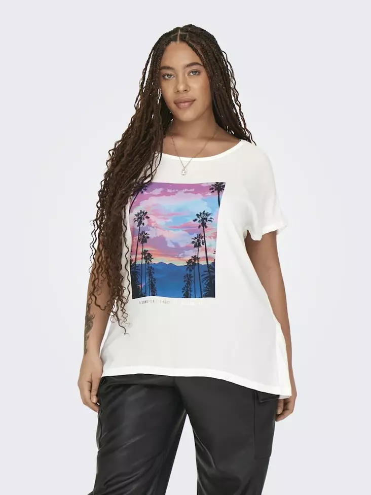 Only Carmakoma Plus-Size T-Shirt Life Weiß - Damen T-Shirts - 135848 - 1
