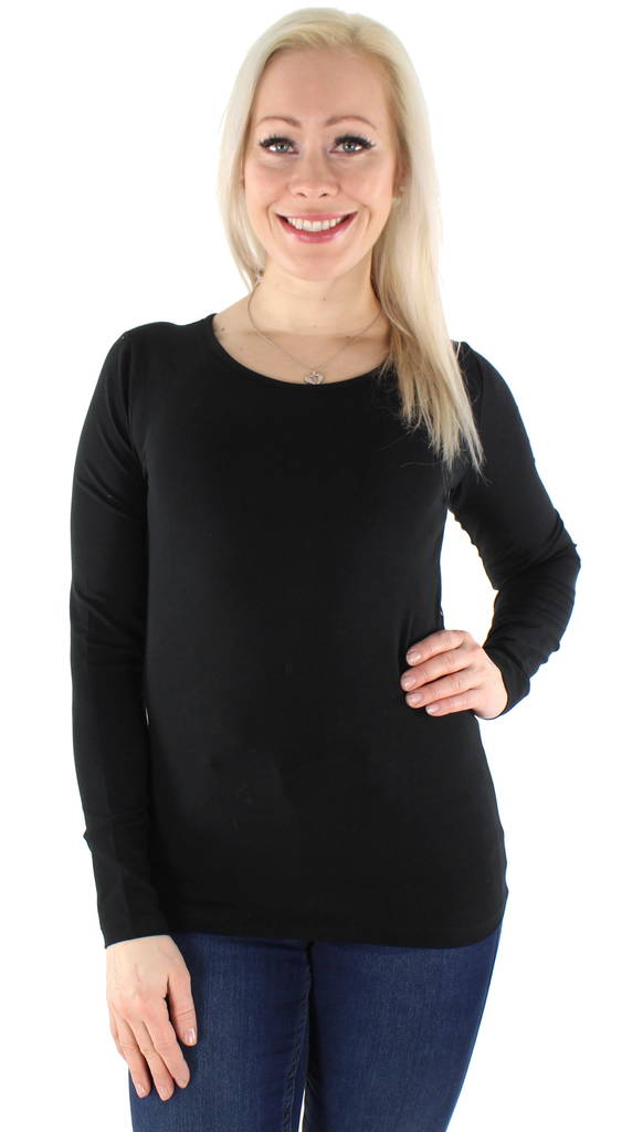 Only Damen Shirt Live love o-neck, Schwarz - Damen Langarmshirts - 125518 - 1
