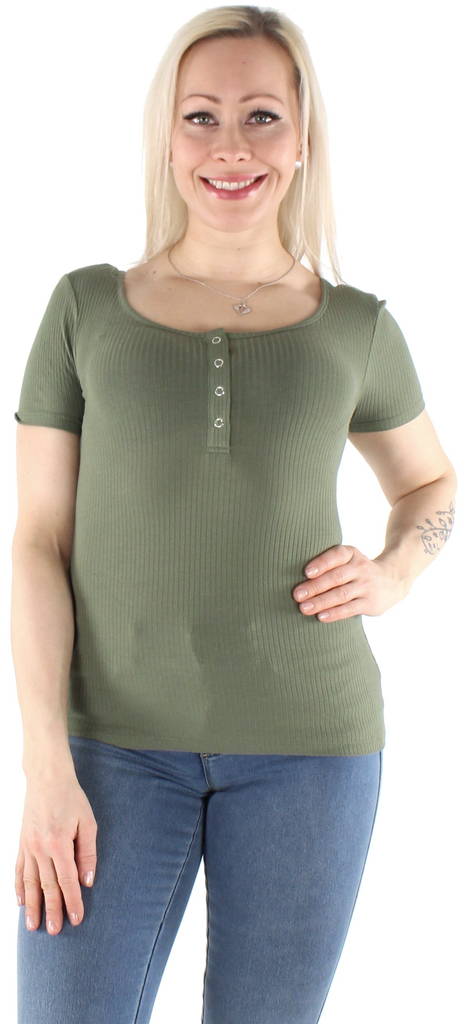 Pieces Damen Ripp-T-Shirt Kitte, Grün - Damen T-Shirts - 126108 - 1