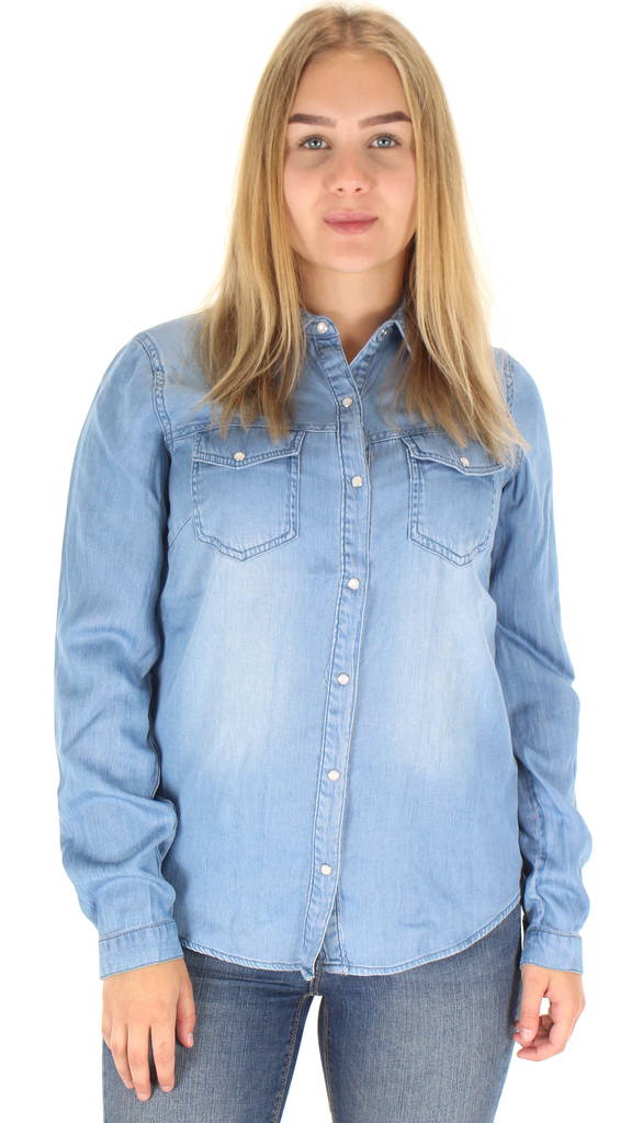 Vila Denim Hemd mittel, Blau/Uni - Damenblusen und -hemden - 121038 - 1