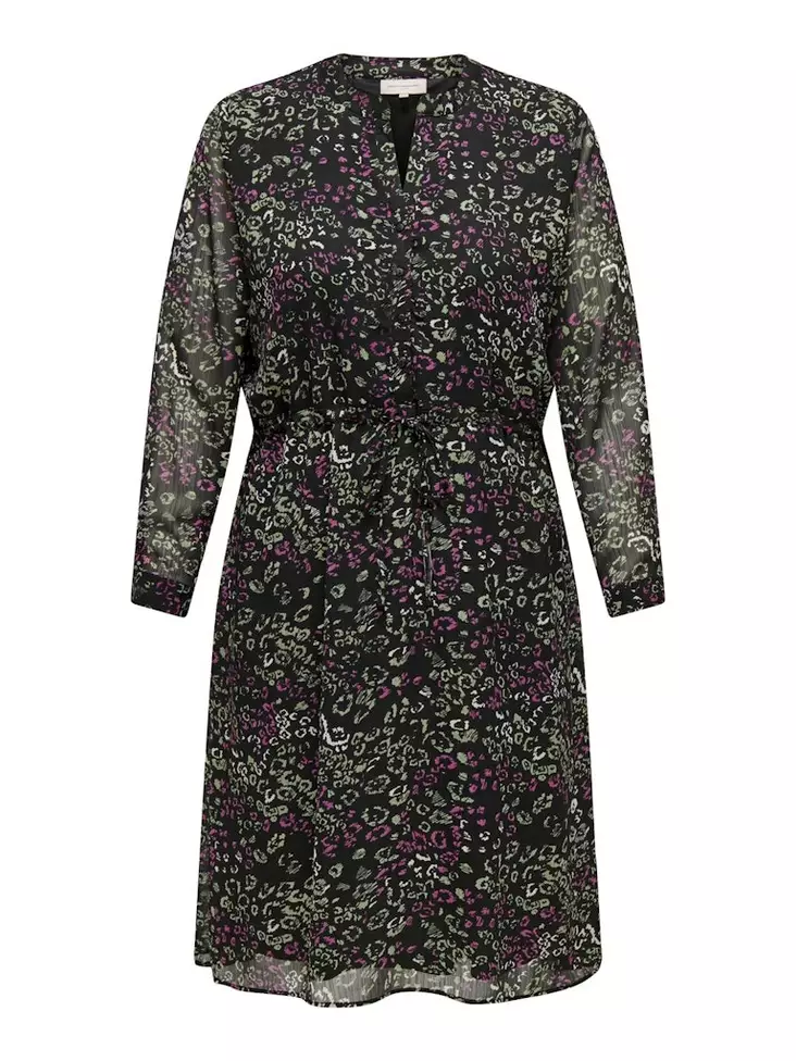 Only Carmakoma Plus Size Kleid mit V-Ausschnitt schwarz/atristisch - Kleider und Tuniken - 137438 - 1