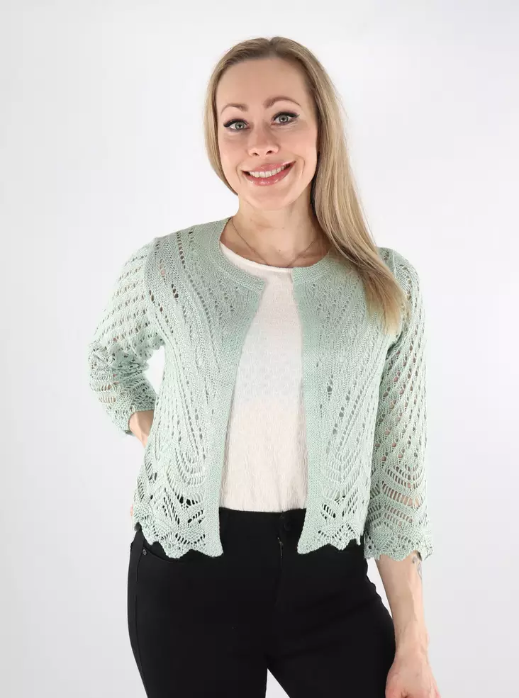 JDY Damen kurzer Cardigan Sun 3/4 Cropped Jadeit - Damenpullover - 137798 - 1