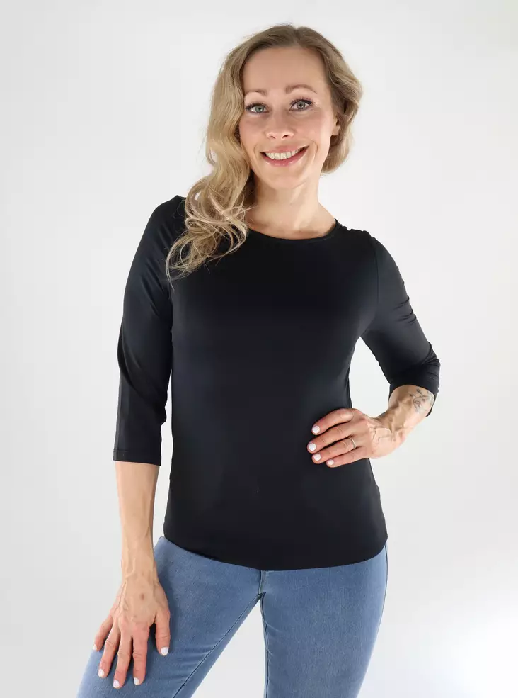 Vila Damen-Shirt 2/4 Bootsaum schwarz - Damen Langarmshirts - 138818 - 1