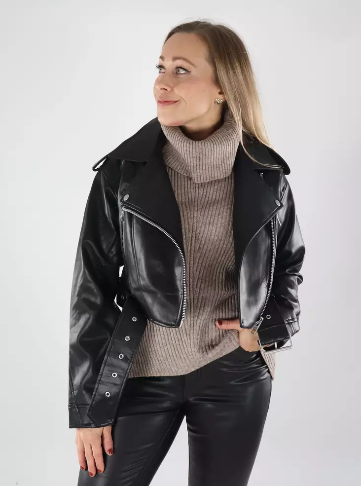 Only Damen Bikerjacke ONLDRESDEN Faux schwarz - Damenlederjacken und PU-Jacken - 139488 - 1