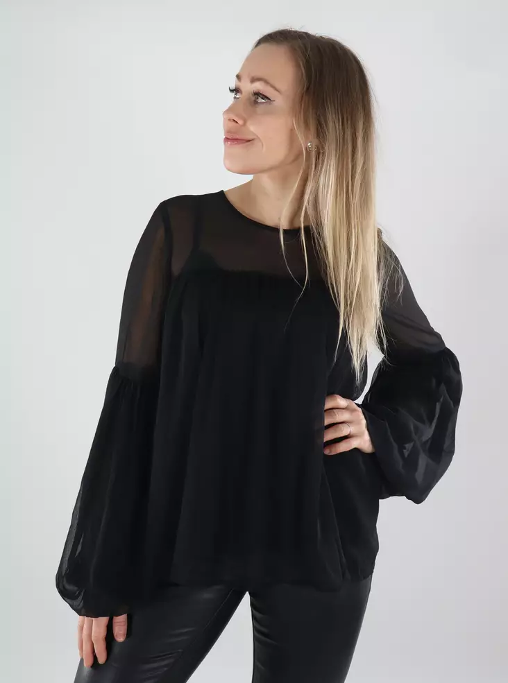 Vila Damen T-Shirt O-Ausschnitt Schwarz - Damen Langarmshirts - 139978 - 1