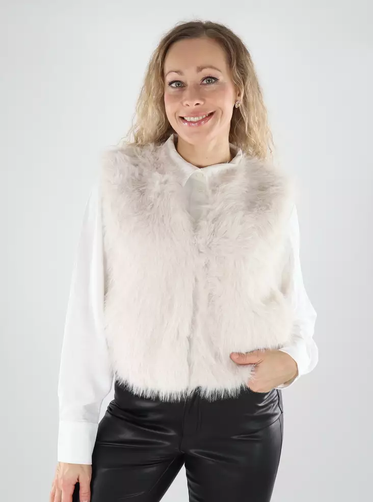 JDY Damen Kunstfellweste Kunstfell Birke - Damen Westen - 139508 - 1