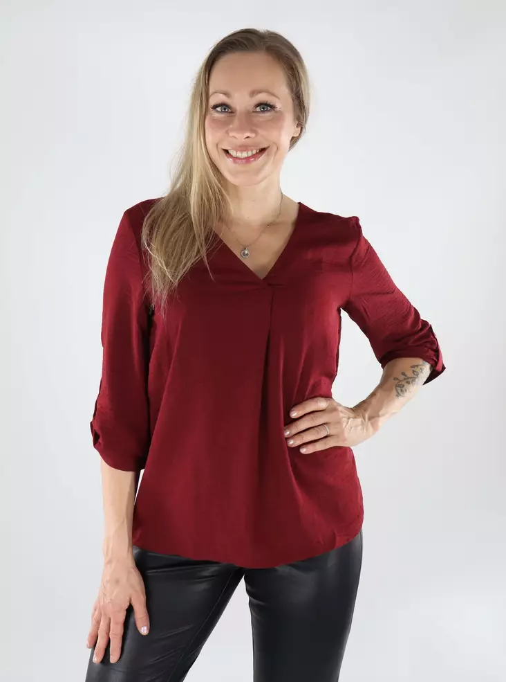 JDY Damen Hemd 3/4 Cabernet - Damen Langarmshirts - 138938 - 1