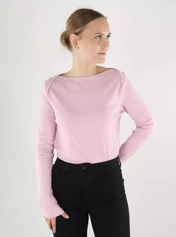 JDY Damenbluse mit weitem Rundhalsausschnitt in duftendem Flieder - Damen Langarmshirts - 140098 - 1
