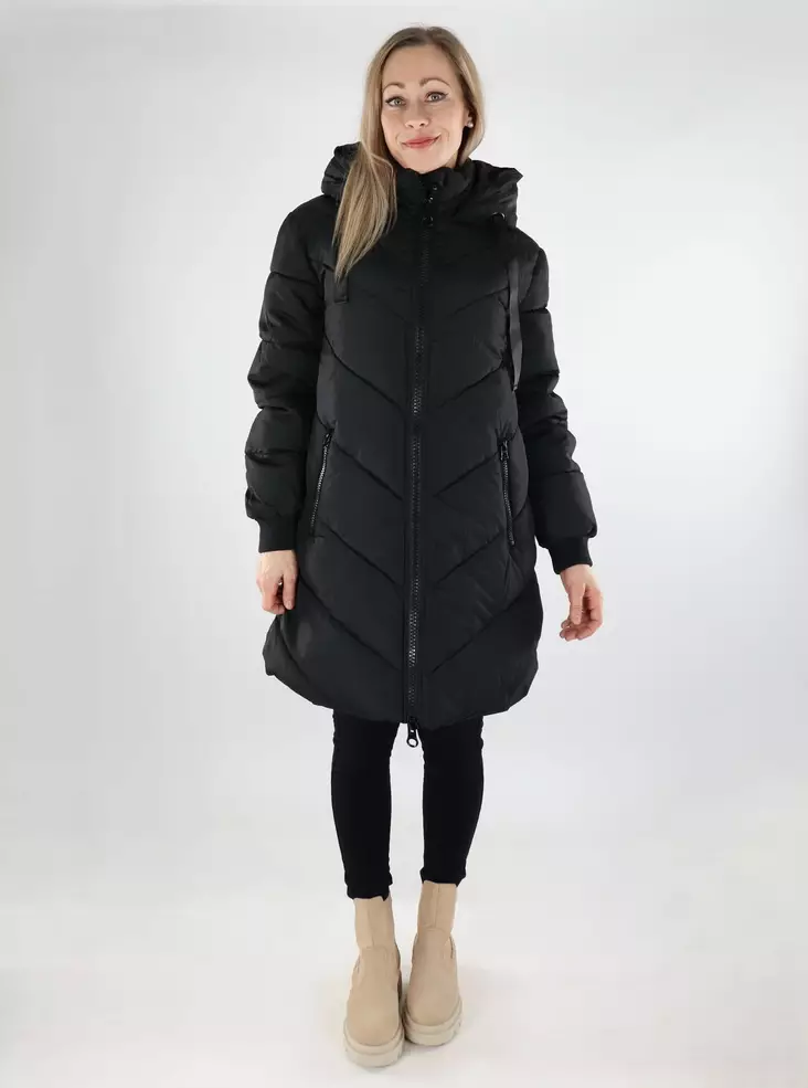 JDY Damenmantel mit gepolstertem Kapuzen schwarz - Damen Winterjacken - 137358 - 1