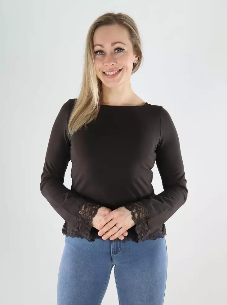 Only Damenbluse love chocolatetorte/spitze - Damen Langarmshirts - 140278 - 1