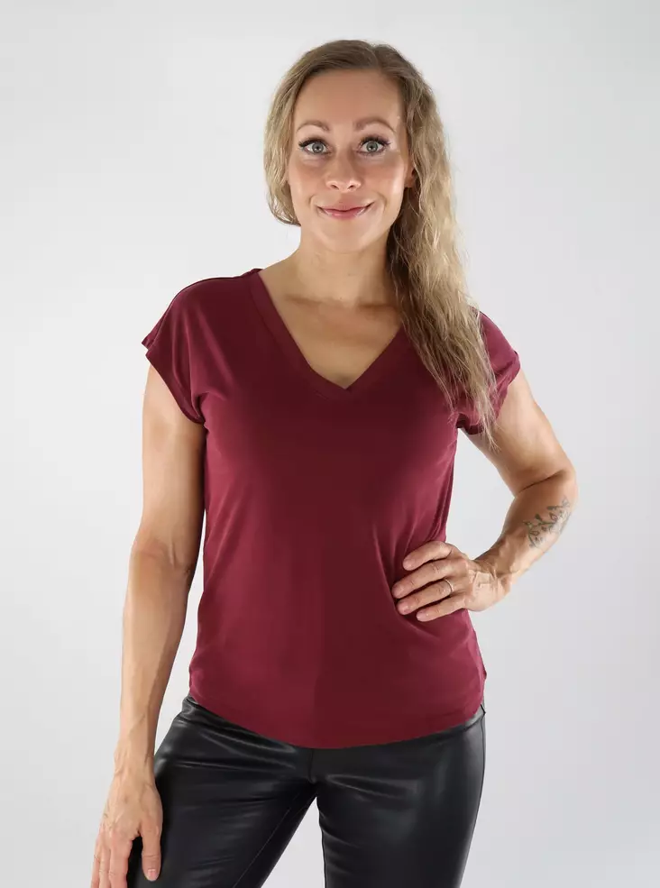Only Damen T-Shirt ONLFREE V-Ausschnitt Haselnussbraun - Damen T-Shirts - 138978 - 1
