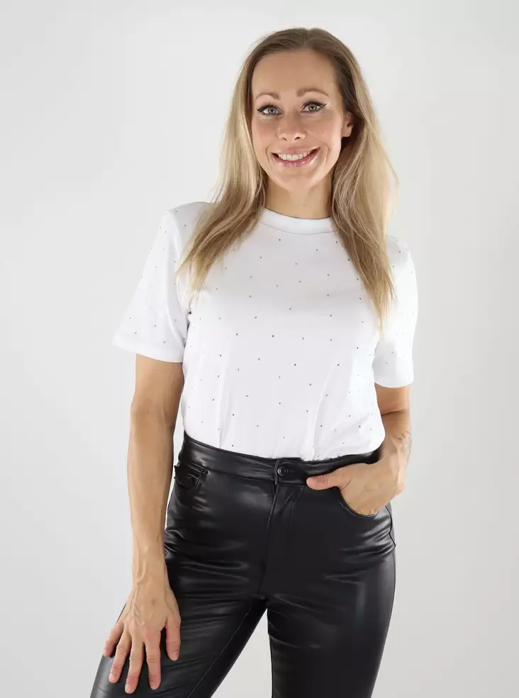 Only Damen T-Shirt weiß/Nieten - Damen T-Shirts - 139088 - 1