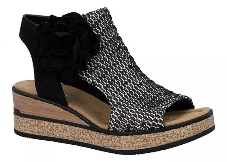 Rieker Damen Wedges Sandalen 63791-01 Schwarz Kombi - Rieker Sandalen - 140358 - 1