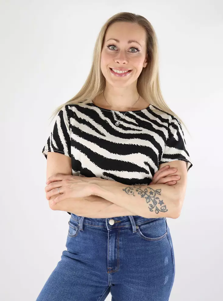 Vero Moda Damen T-Shirt VMEASY Joy Birke/Zebra - Damen T-Shirts - 138588 - 1