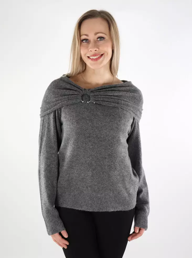 Vila Damenpullover Off Shoulder dunkelgrau - Damenpullover - 137538 - 1