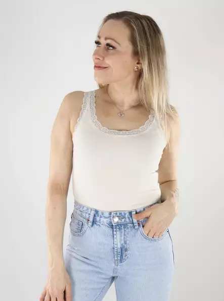 Only Rippen-Top Tank Cloud Dancer - Damen Tops - 140669 - 1