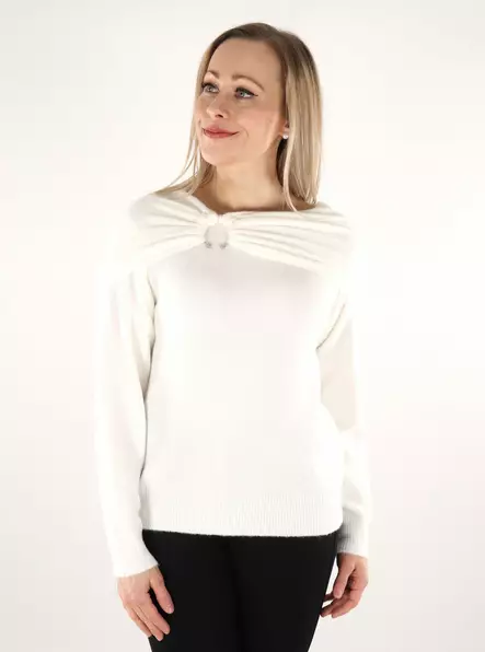 Vila Damenpullover Off Shoulder Cloud Dancer - Damenpullover - 137539 - 1