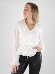 Vero Moda Shirt mit Rüsche schneeweiß - Damen Langarmshirts - 139629 - 1