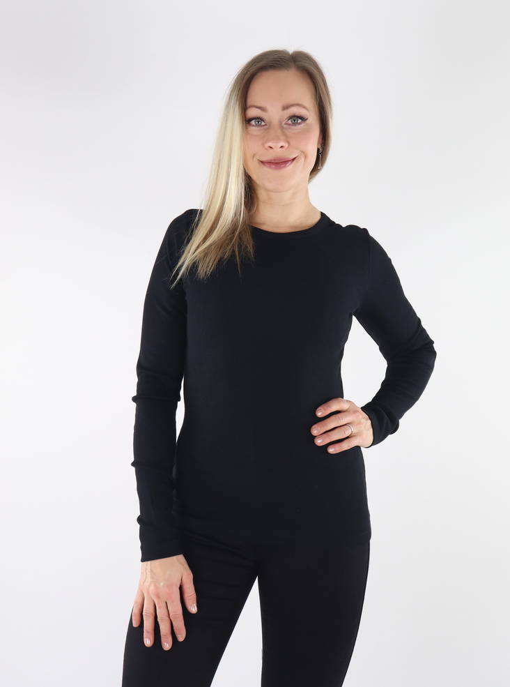 JJXX Shirt Ripp schwarz - Damen Langarmshirts - 134669 - 1