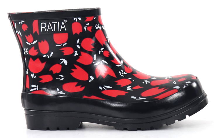 Ratia Gummistiefel Tulips kurz schwarz/rot - Damen Gummistiefel - 134399 - 1