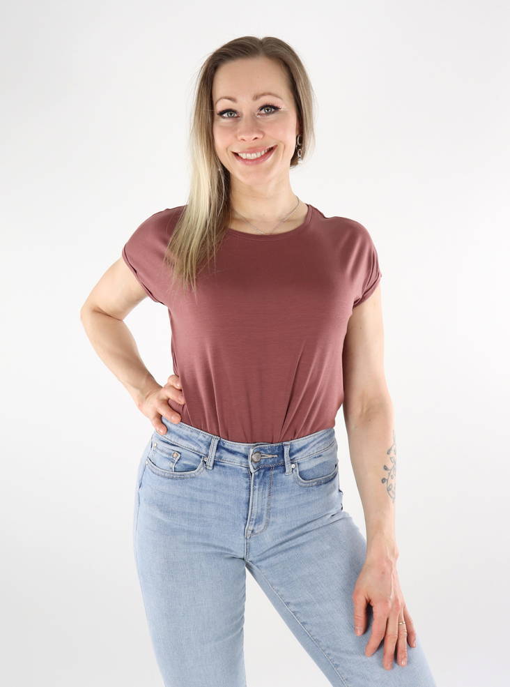 Vero Moda Damen T-Shirt Unifarben Rosé Braun - Damen T-Shirts - 135849 - 1