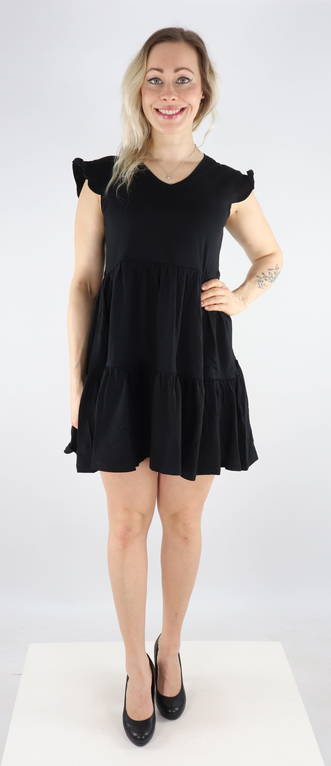 Only Kleid May mit 3/4-Ärmeln und Rüsche, schwarz - Kleider und Tuniken - 130769 - 1