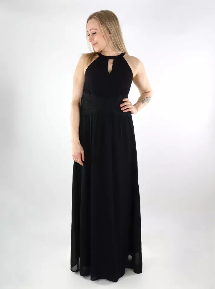 Vila Spitze Maxi-Kleid mit Neckholder Schwarz/Elastisch - Kleider und Tuniken - 137689 - 1