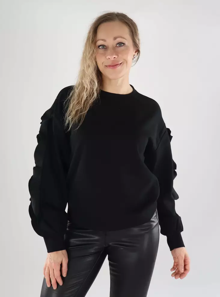 Vila Damenpullover Flounce schwarze Schönheit - Damen Langarmshirts - 139459 - 1