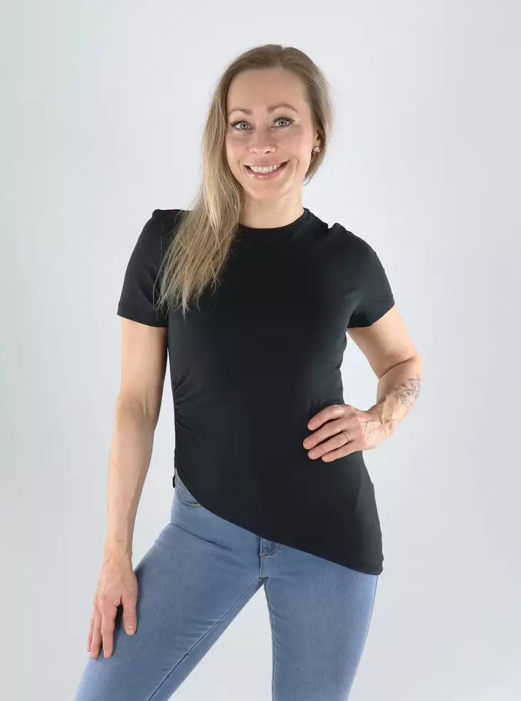 Only T-Shirt mit Raffung Schwarz - Damen T-Shirts - 141259 - 1