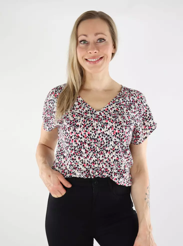 JDY Damen T-Shirt mit Muster JDYSTAR Cloud Dancer/Multi Punkt - Damen T-Shirts - 138759 - 1