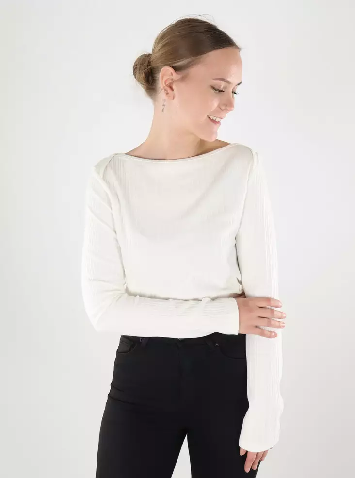 JDY Damen Shirt mit Boot-Ausschnitt "Cloud Dancer" - Damen Langarmshirts - 140099 - 1