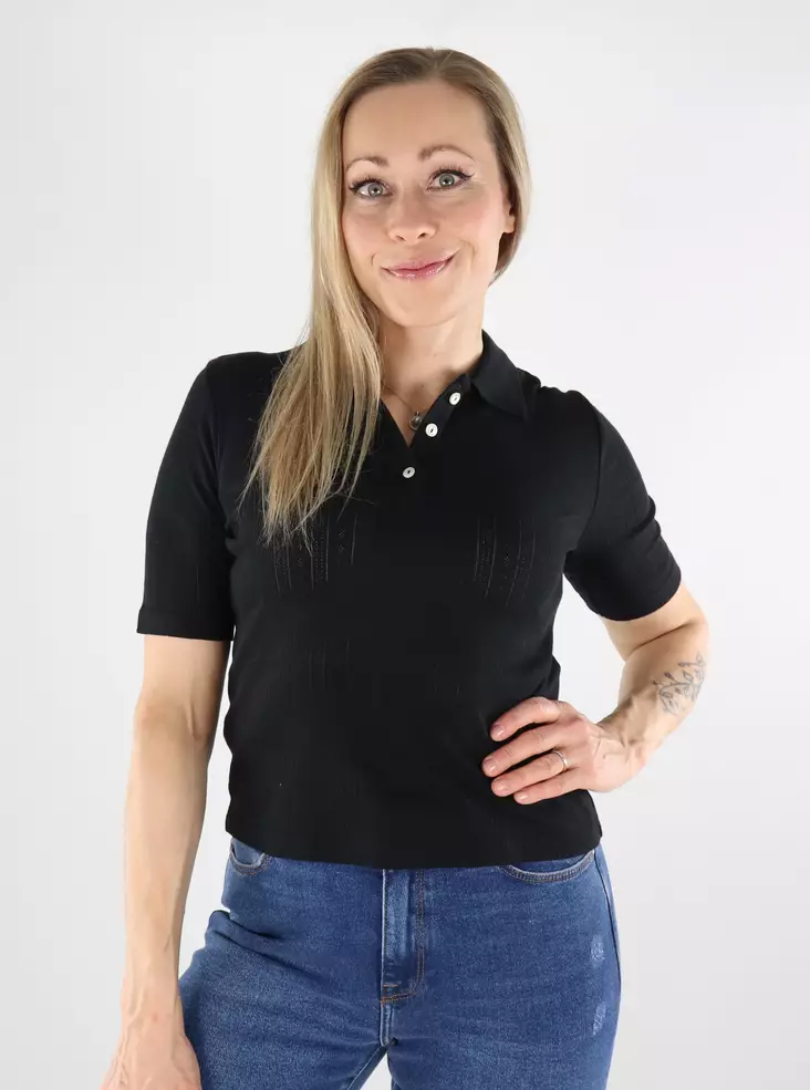 JDY Damen T-Shirt JDYSALSA Polo Schwarz - Damen T-Shirts - 138599 - 1