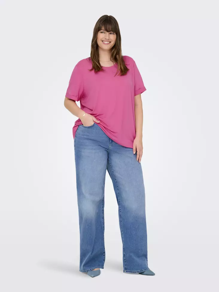 Only Carmakoma Damen Plus Size T-Shirt Moster Fold Up Gin Fizz - Damen T-Shirts - 138459 - 1