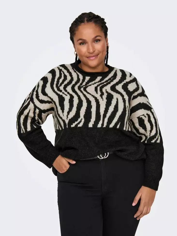 Only Carmakoma Plus Size Pullover Zebra Pirat Schwarz - Damenpullover - 136939 - 1