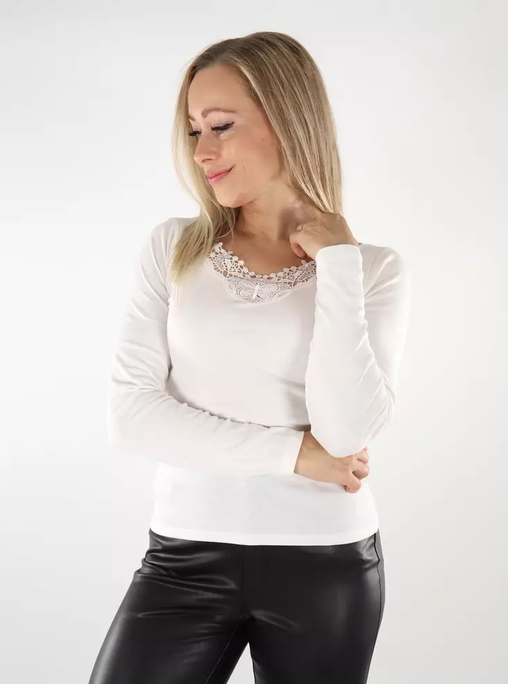 Only Damenhemd New Lace Cloud Dancer - Damen Langarmshirts - 136909 - 1