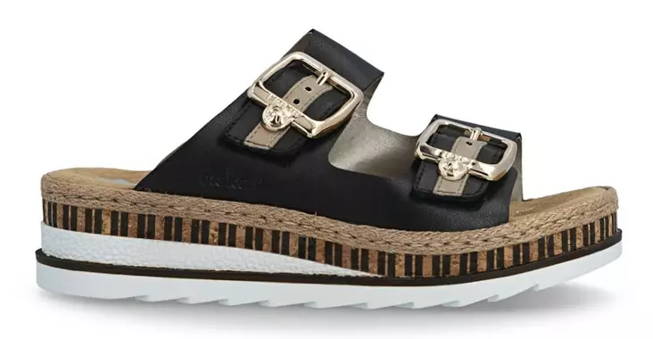 Rieker Damen Pantoletten V7955-00 schwarz - Rieker Hausschuhe - 140619 - 1