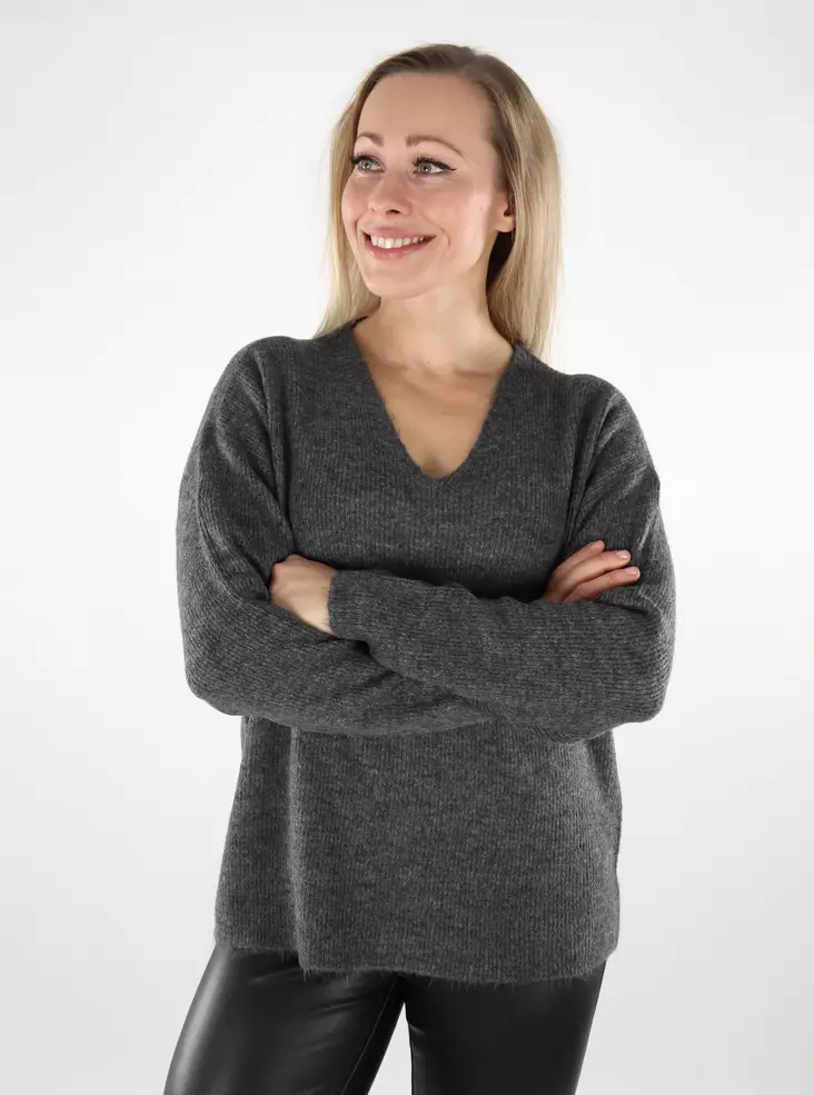 Vero Moda Damenpullover Crewlefile in Mittelgrau - Damenpullover - 137169 - 1